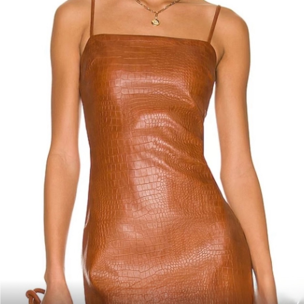 Bardot Strapless Tan Croc-Embossed Dress